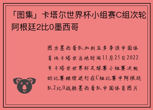 「图集」卡塔尔世界杯小组赛C组次轮 阿根廷2比0墨西哥